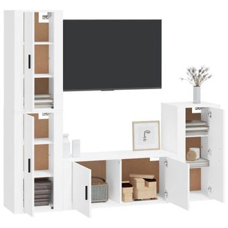 Berkfield Home Classic 4 Piece TV Cabinet Set White Engineered Wood