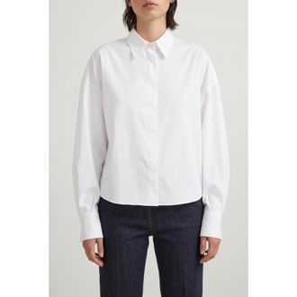 Brunello Cucinelli White Oversized Cotton Shirt, Size X-Large