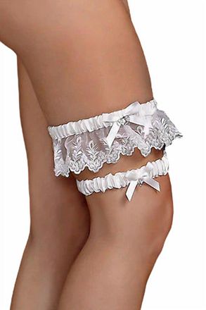 iCollection 2Pc. Lace Garter Belt In White