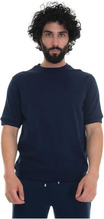 Hindustrie Korte Mouw Crewneck Sweatshirt Jersey Stof - Heren - T-shirts - Blauw - M - Katoen - Tops