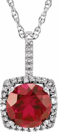 Allurez Lab Grown & Natural Diamond Pendant Necklace in Sterling Silver in Ruby at Nordstrom, Size 18