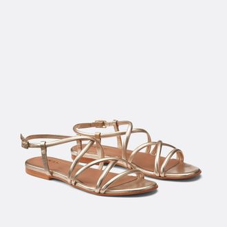 Jonak Platte leren sandalen Wapo