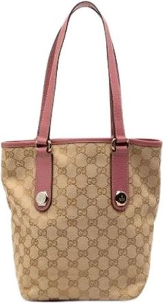 Gucci Pre-owned Tote Bags, female, Brown, Size: ONE SIZE Pre-owned Canvas Tote Bag