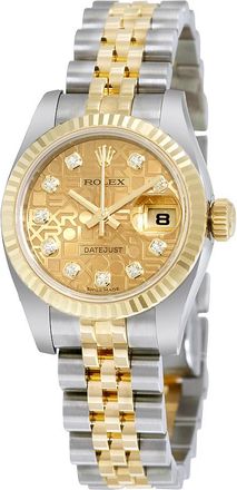 Rolex Pre-owned Rolex Lady-Datejust Diamond Champagne Jubilee With 10 Diamonds Dial Ladies Watch 179173CJDJ