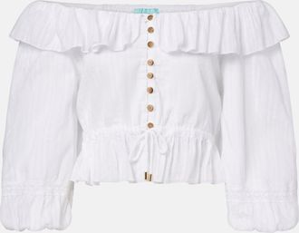 Melissa Odabash Corrine off-shoulder cotton poplin blouse