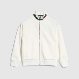 Gucci Kids - Jersey Zip Jacket With Web, White, Ready-to-wear