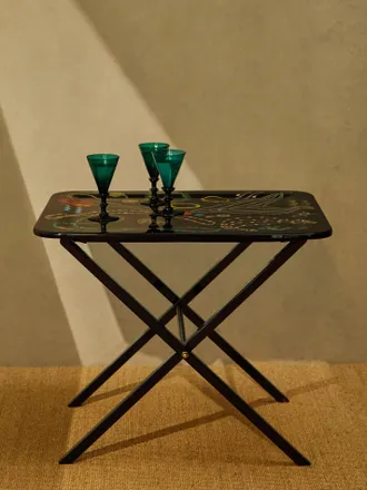 Fornasetti Leather and Iron Tray Holder (19.5in/50cm)