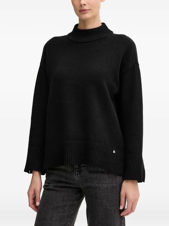 DKNY ribbed funnel-neck knitwear - Black