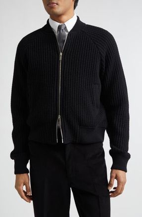 Thom Browne Raglan Wool Bomber Cardigan in Black at Nordstrom, Size 1