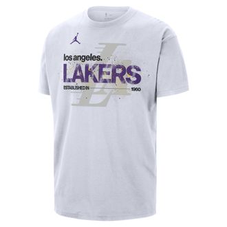 Nike Jordan Mens Los Angeles Lakers Courtside Jordan 85 NBA Statement T-Shirt in White | IF4526-100