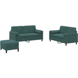 vidaXL Vidaxl - Juego De Sof&aacute;s Con Cojines 3 Piezas Terciopelo Verde Oscuro