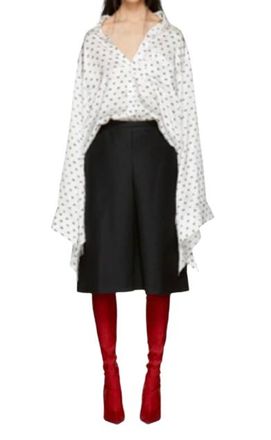 Balenciaga Ivory Monogram Silk Oversized Shirt Size XS