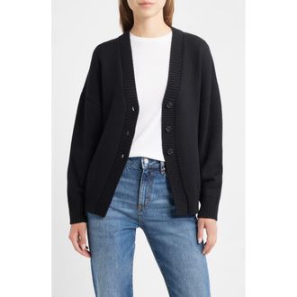 Rails Philippa Cutaway Hem Cotton & Wool Blend Cardigan in Black at Nordstrom Rack, Size Small