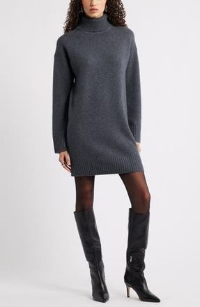 Nordstrom Long Sleeve Wool & Cashmere Sweater Dress in Grey Dark Charcoal Heather at Nordstrom Rack, Size X-Large