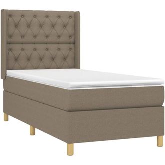 vidaXL Cama Box Spring Con Colch&oacute;n Tela Gris Taupe 80x200 Cm Vidaxl