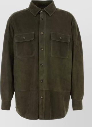 Loewe suede shirt jacket buttoned cuffs chest pockets