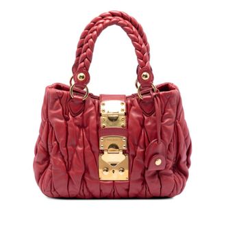 Miu Miu Pre-owned Miu Miu Matelasse Lux Lambskin Bauletto Aperto Satchel Ladies V1W8M098KJ0BJJ81