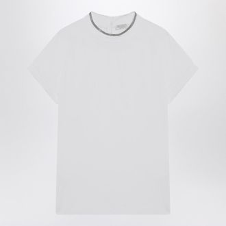 Brunello Cucinelli Brunello Cucinelli White Crew Neck T Shirt With Pendant