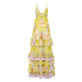 Philipp Plein Long Dress New Baroque - Dames - Maxi kleedjes - Veelkleurig - L - Chiffon - Kleedjes