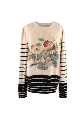 Etro Jungle Embellished Stripe Knit Jumper Size L
