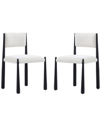 Manhattan Comfort Set Of 2 Lennor Metal Boucle Side Chairs