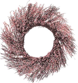 Beliani Beliani - Corona De Puerta Rosa Flor Artificial Decorativa Hecha A Mano Redonda 50 Cm Decoraci&oacute;n De La Pared De Mesa Estilo R&uacute;stico Galletas