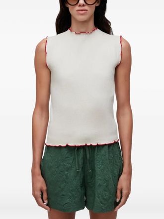 Osklen ruffled-trim top - White