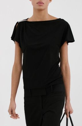 Mango Metal Detail T-Shirt in Black at Nordstrom, Size X-Small