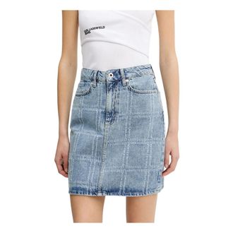 Karl Lagerfeld Patchwork Denim Rok - Dames - Rokken - Blauw - Maat: S Denim