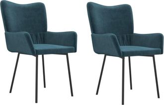 vidaXL Sillas de comedor 2 unidades terciopelo azul vidaXL