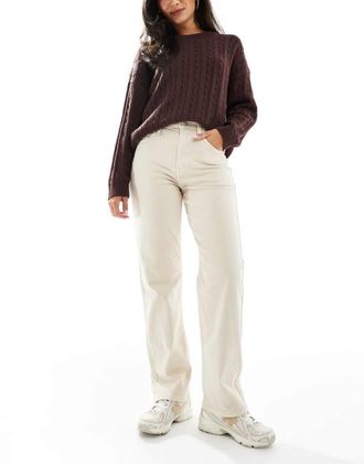 Tommy Jeans Layla - Jeans dritti slim color sabbia a vita alta-Neutro