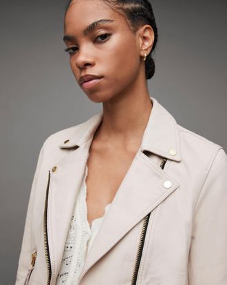 AllSaints Leather Dalby Slim Fit Leather Biker Jacket, Size: 6