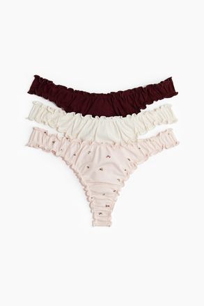 H&M 3er-Pack Tangas mit Overlockdetail - Pink
