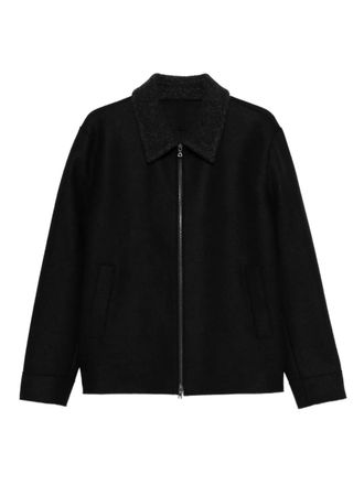 Harris Wharf London zip-front collar shirt jacket - BLACK