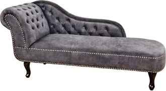 Global Interiors R&eacute;cami&egrave;re/Chaiselongue New Chesterfield - Samtgrau