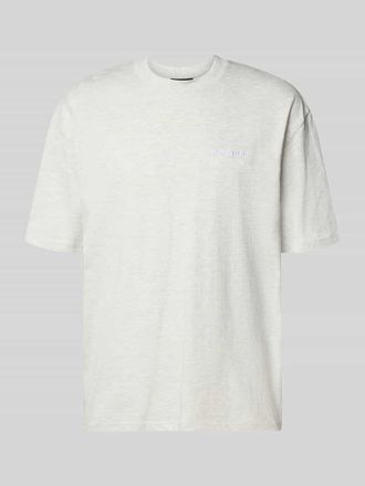 Pegador Oversized T-Shirt mit Label-Stitching in Hellgrau Melange, Gr&ouml;&szlig;e XXL
