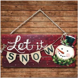 Trade Shop Trade Shop - Dietroporta In Legno Con Scritta E Pupazzo 2 Modelli Decorazioni Natalizie