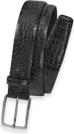 Paul Fredrick Crocodile Embossed With Changeable Buckle Belt in Black at Nordstrom, Size 32