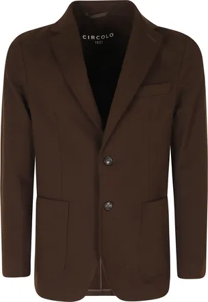 Circolo 1901 Brown Single-Breasted Fleece Cotton-Blend Blazer