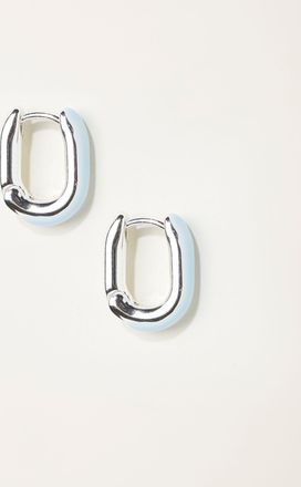 Fat Face FatFace Silver Tone Enamel Oval Hoop Earrings