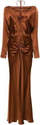 Alberta Ferretti Maxi Gown met Uitsnijdingen - Dames - Avondkleed - Bruin - L - Kleedjes