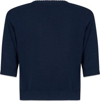 Max Mara Womens Embroidered Knit Top Multicolour Cotton Sweater