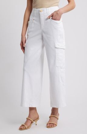Wit & Wisdom Skyrise Wide Leg Cargo Pants in Optic White at Nordstrom, Size 16