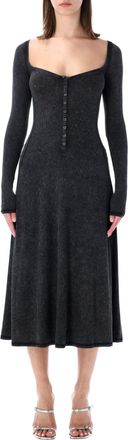 Diesel Rib Cotton Long Flared Dress