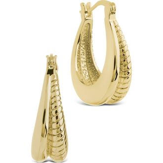 Sterling Forever Athena Rib Hoop Earrings in Gold at Nordstrom Rack