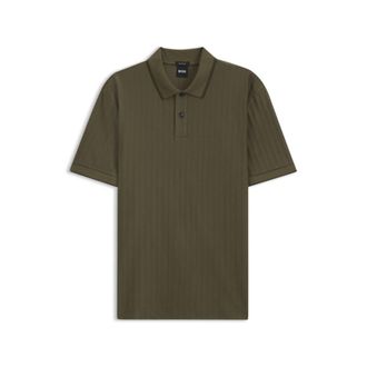 BOSS Striped cotton polo shirt with tipping
