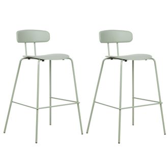 Beliani Beliani - Conjunto De 2 Sillas De Bar Taburetes Altos De Pl&aacute;stico Patas De Metal Verde Claro Sibley