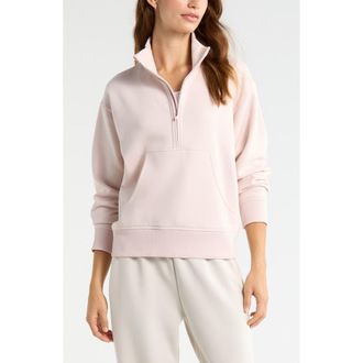 Zella Cloud Fleece Half Zip Sweatshirt in Pink Hush at Nordstrom, Size Xx-Large