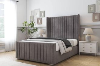 Comfort Beds Chester Naples Bed Frame With Mattress-50 Upholstered Wingback in Grey | Size: Super King