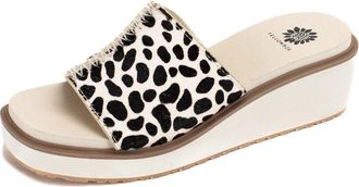 Yellow Box Alley Slide Womens Ivory Black Leopard Wedge Heel Sandals GAL1087